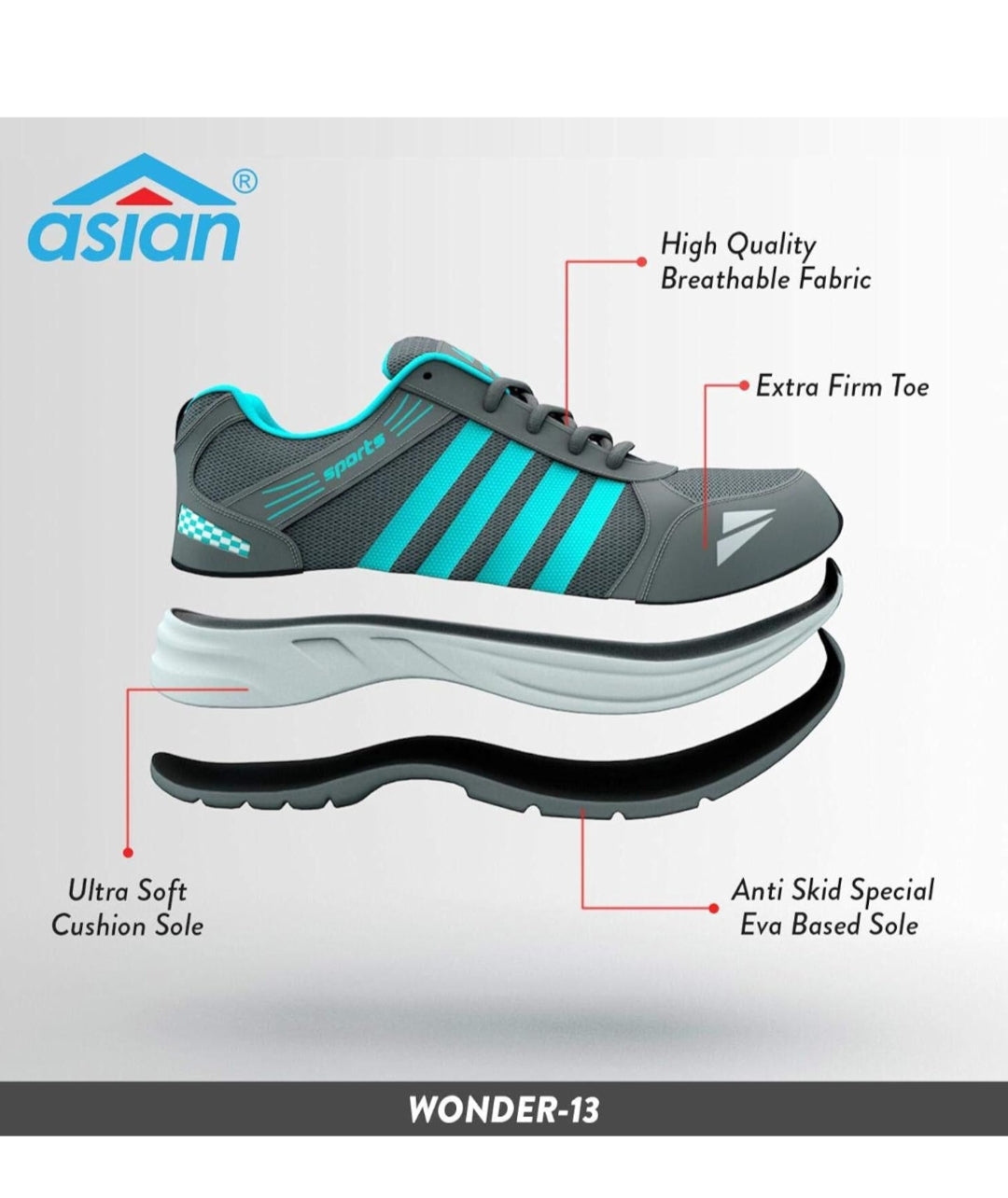 ASIAN Men's Wonder-13 Sports Running Shoes…