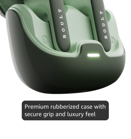 GOBOULT Z40 Pro with 100H Playtime, Zen Quad Mic ENC, 45ms Low Latency Gaming, Premium Rubber Grip Case Ear bud, 13mm Bass Driver, Bluetooth 5.3, Made in India TWS Truly Wireless in Ear Earbud(Jungle)