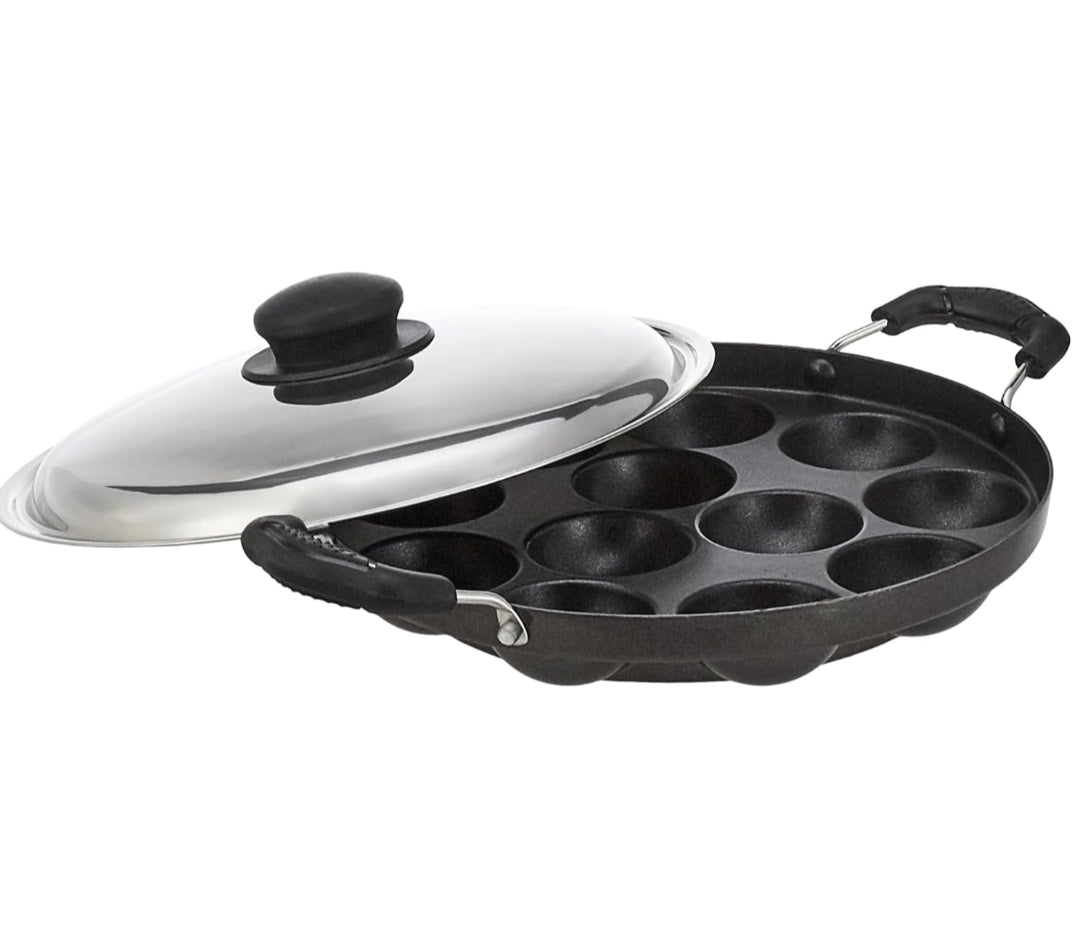 Amazon Brand - Solimo Aluminium Non-Stick Appam Patra - 12 Cavities 22.8 cms
