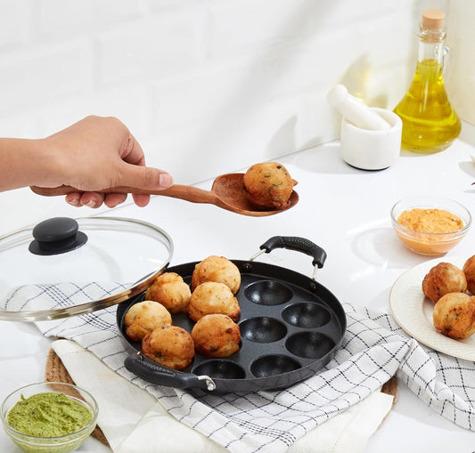 Amazon Brand - Solimo Aluminium Non-Stick Appam Patra - 12 Cavities 22.8 cms