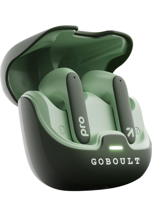 GOBOULT Z40 Pro with 100H Playtime, Zen Quad Mic ENC, 45ms Low Latency Gaming, Premium Rubber Grip Case Ear bud, 13mm Bass Driver, Bluetooth 5.3, Made in India TWS Truly Wireless in Ear Earbud(Jungle)