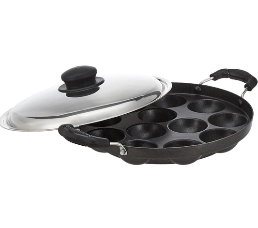 Amazon Brand - Solimo Aluminium Non-Stick Appam Patra - 12 Cavities 22.8 cms